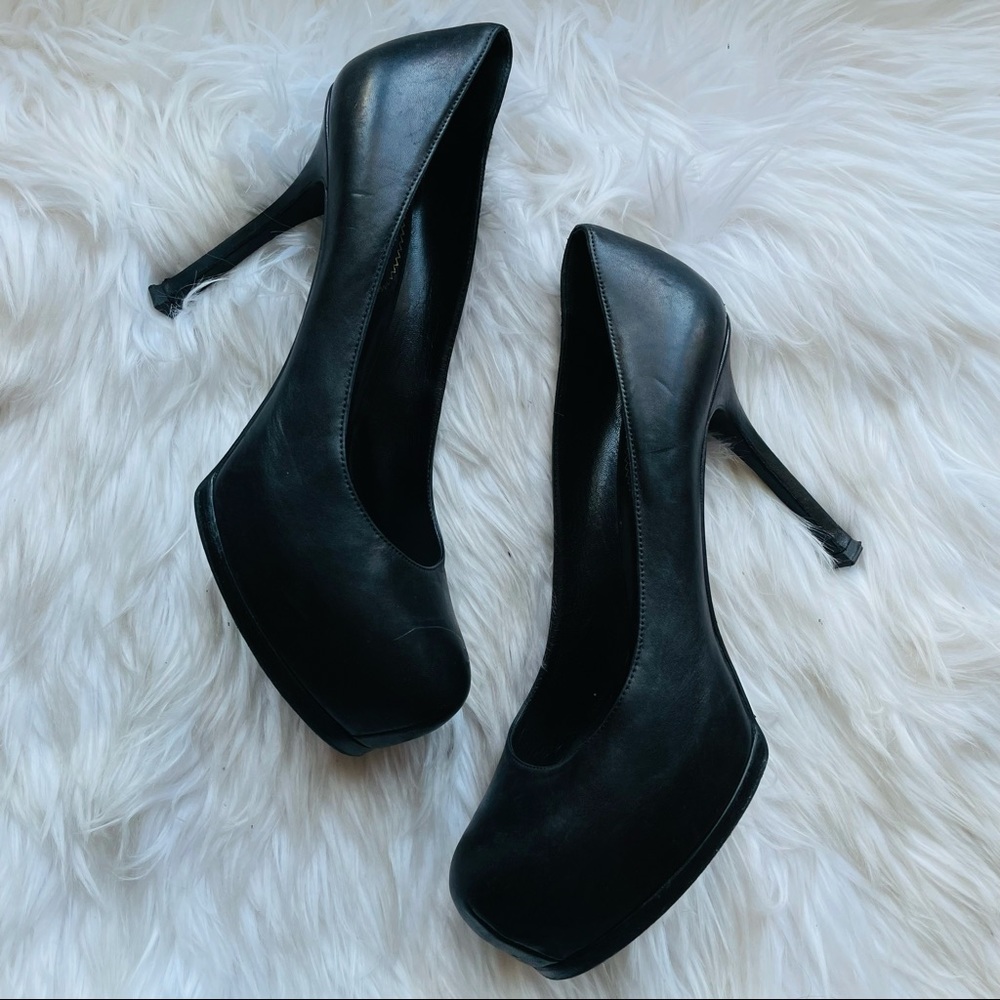 Yves Saint Laurent Tribtoo Black Leather Platform Heels - Picture 10 of 14